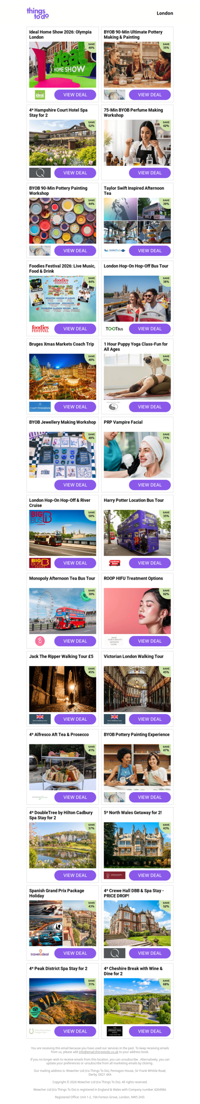 Ideal Home Show 2026: Olympia London | BYOB 90-Min Ultimate Pottery Making & Painting | 4* Hampshire Court Hotel Spa Stay for 2 | 75-Min BYOB Perfume Making Workshop | BYOB 90-Min Pottery Painting Workshop