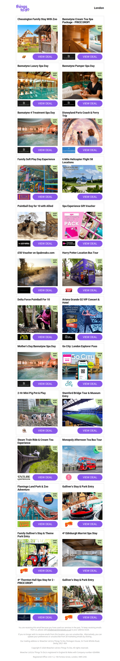 Chessington Family Stay With Zoo | Bannatyne Cream Tea Spa Package - PRICE DROP! | Bannatyne Luxury Spa Day | Bannatyne Pamper Spa Day | Bannatyne 4 Treatment Spa Day