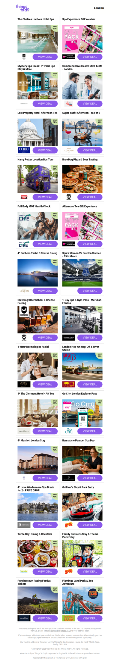 The Chelsea Harbour Hotel Spa | Spa Experience Gift Voucher | Mystery Spa Break: 5* Paris Spa Stay & More | Comprehensive Health MOT Tests - London | 4* Afternoon Tea At Lost Property Hotel, St Paul's