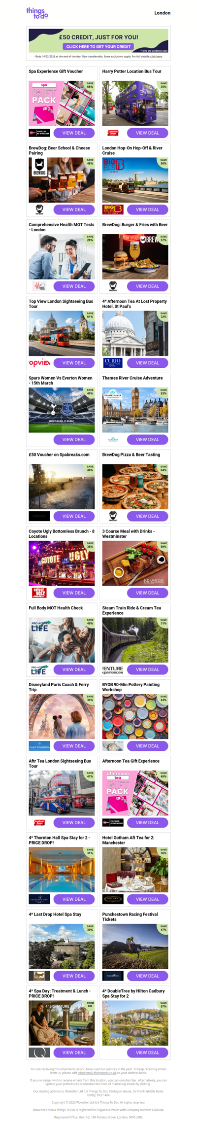 £50 ThingsToDo Credit for Mother’s Day Gifting - Click Inside And Grab It Before Midnight!
