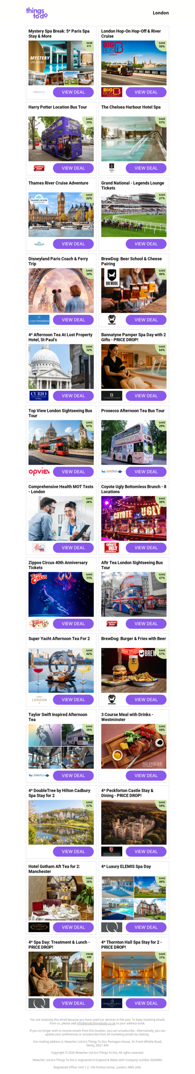 Mystery Spa Break: 5* Paris Spa Stay & More | London Hop-On Hop-Off & River Cruise | Harry Potter Location Bus Tour | The Chelsea Harbour Hotel Spa | Thames River Cruise Adventure