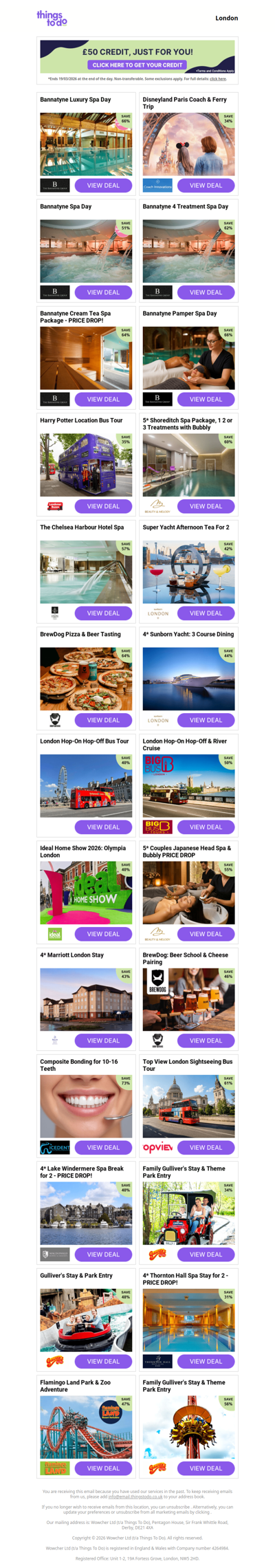 £50 ThingsToDo Credit Is Yours - Click Inside and Grab It Before Midnight!