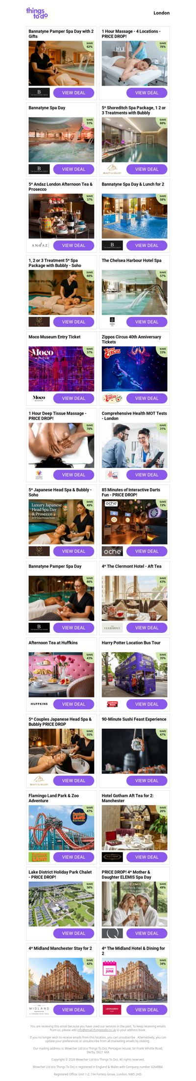 Bannatyne Pamper Spa Day with 2 Gifts | 1 Hour Massage - 4 Locations | Bannatyne Spa Day | 5* Shoreditch Spa Package, 1 2 or 3 Treatments with Bubbly | 5* Andaz London Afternoon Tea & Prosecco