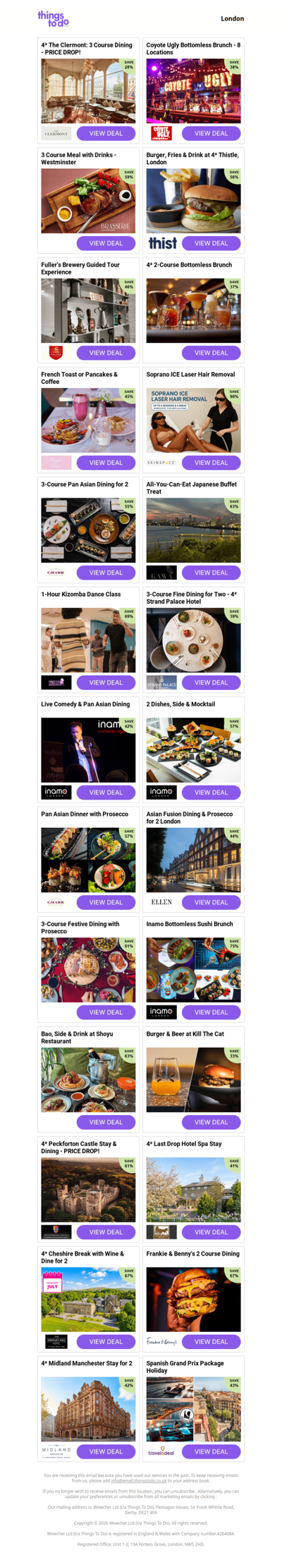 4* The Clermont: 3 Course Dining | Coyote Ugly Bottomless Brunch - 8 Locations | 3 Course Meal with Drinks - Westminster | Burger, Fries & Drink at 4* Thistle, London | Fuller's Brewery Guided Tour Experience