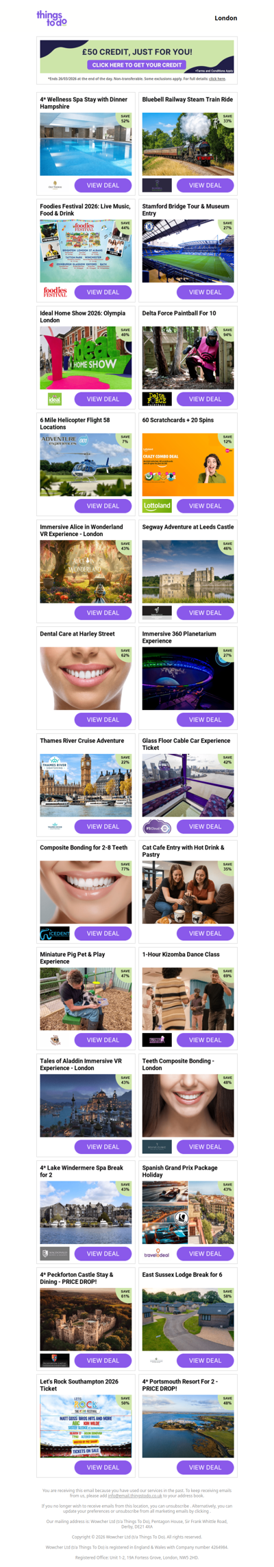 £50 ThingsToDo Credit Inside - Click Inside and Grab It Before Midnight!