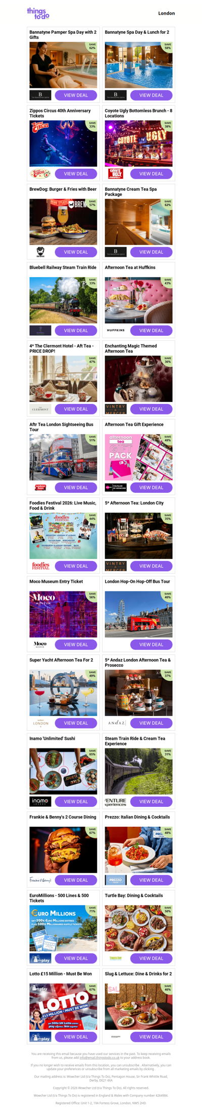 Bannatyne Pamper Spa Day with 2 Gifts | Bannatyne Spa Day & Lunch for 2 | Zippos Circus 40th Anniversary Tickets | Coyote Ugly Bottomless Brunch - 8 Locations | BrewDog: Burger & Fries with Beer