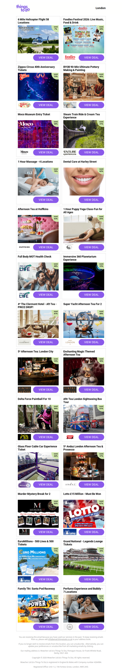 6 Mile Helicopter Flight 58 Locations | Foodies Festival 2026: Live Music, Food & Drink | Zippos Circus 40th Anniversary Tickets | BYOB 90-Min Ultimate Pottery Making & Painting | Moco Museum Entry Ticket - PRICE DROP!