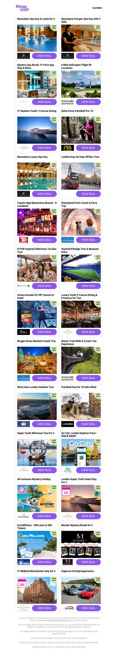 Bannatyne Spa Day & Lunch for 2 | Bannatyne Pamper Spa Day with 2 Gifts | Mystery Spa Break: 5* Paris Spa Stay & More | 6 Mile Helicopter Flight 58 Locations | 4* Sunborn Yacht: 3 Course Dining