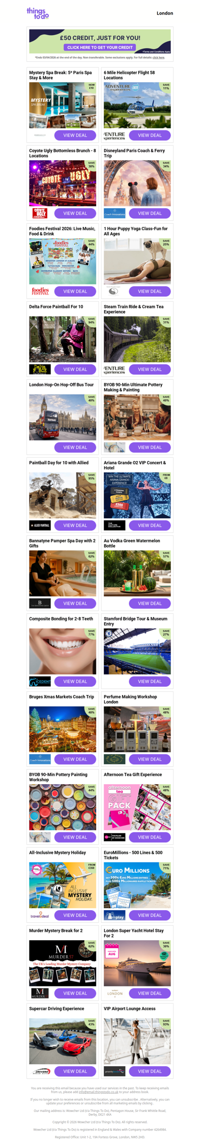 £50 ThingsToDo Credit Is Waiting - Open Now & Use It Before Midnight!