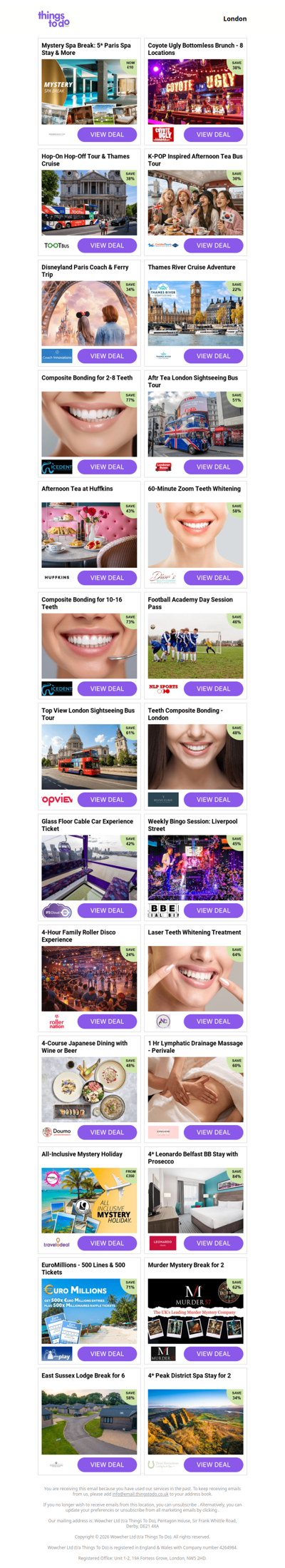 Mystery Spa Break: 5* Paris Spa Stay & More | Coyote Ugly Bottomless Brunch - 8 Locations | Hop-On Hop-Off Tour & Thames Cruise | K-POP Inspired Afternoon Tea Bus Tour | Disneyland Paris Coach & Ferry Trip