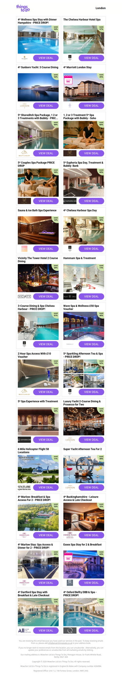 4* Wellness Spa Stay with Dinner Hampshire | The Chelsea Harbour Hotel Spa | 4* Sunborn Yacht: 3 Course Dining | 4* Marriott London Stay | 5* Shoreditch Spa Package, 1 2 or 3 Treatments with Bubbly - PRICE DROP!