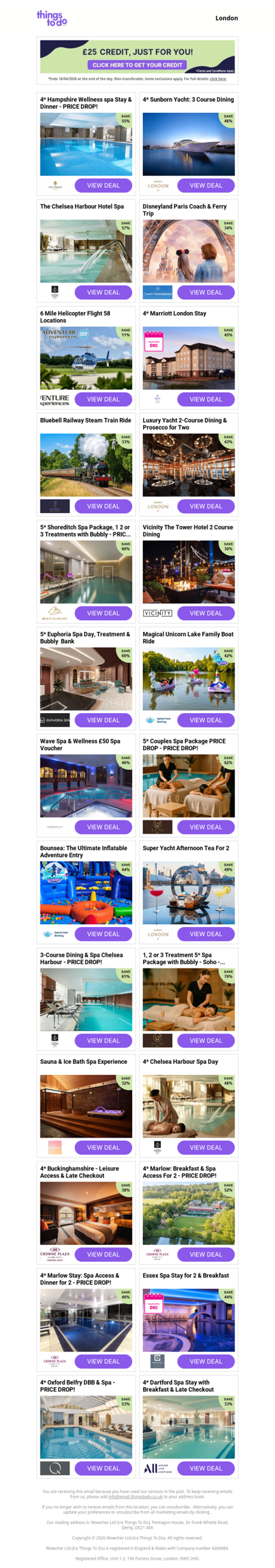 £25 ThingsToDo Credit Is Ready – Claim It Before Midnight!