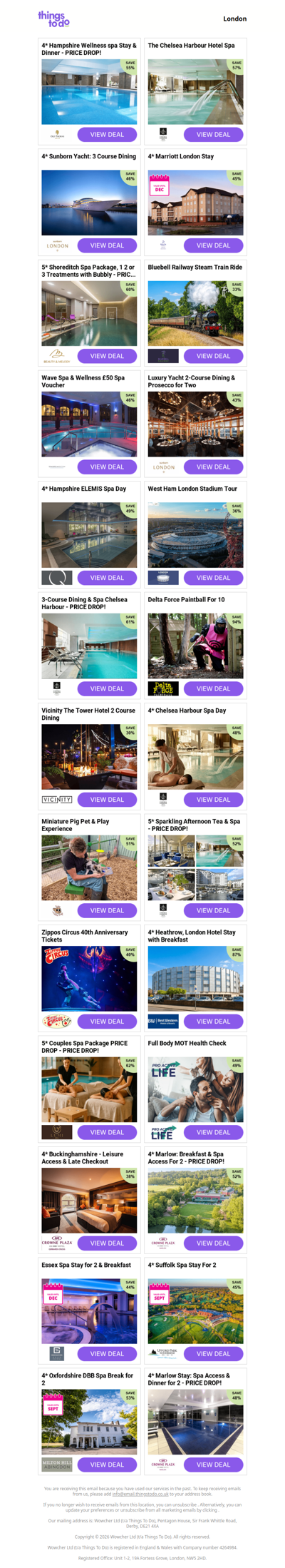 4* Hampshire Wellness spa Stay & Dinner - PRICE DROP! | The Chelsea Harbour Hotel Spa | 4* Sunborn Yacht: 3 Course Dining | 4* Marriott London Stay | 5* Shoreditch Spa Package, 1 2 or 3 Treatments with Bubbly - PRICE DROP!