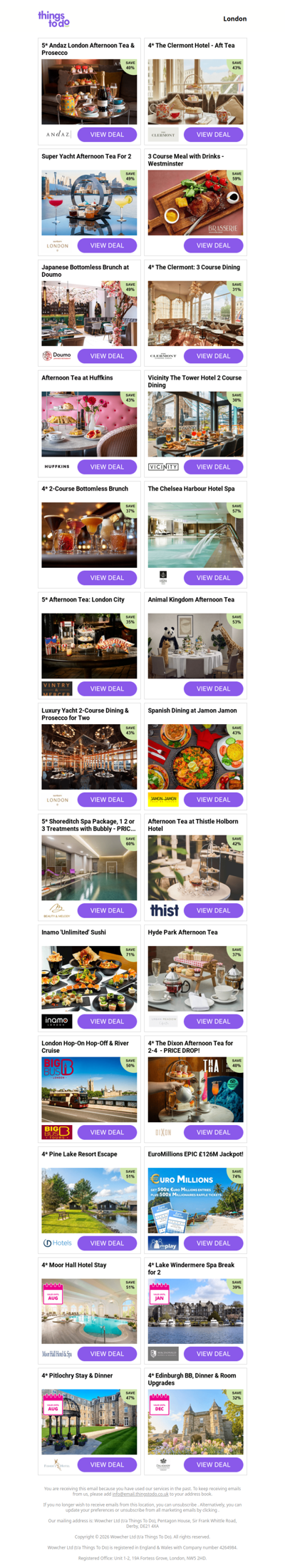 5* Andaz London Afternoon Tea & Prosecco | 4* The Clermont Hotel - Aft Tea | Super Yacht Afternoon Tea For 2 | 3 Course Meal with Drinks - Westminster | Japanese Bottomless Brunch at Doumo