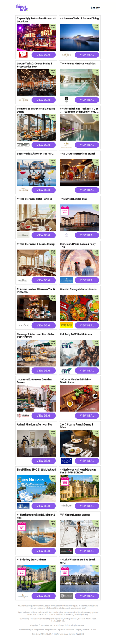 Coyote Ugly Bottomless Brunch - 8 Locations | 4* Sunborn Yacht: 3 Course Dining | Luxury Yacht 2-Course Dining & Prosecco for Two | The Chelsea Harbour Hotel Spa | 4* Vicinity 2-Course Dining & Bubbly with Stunning Views