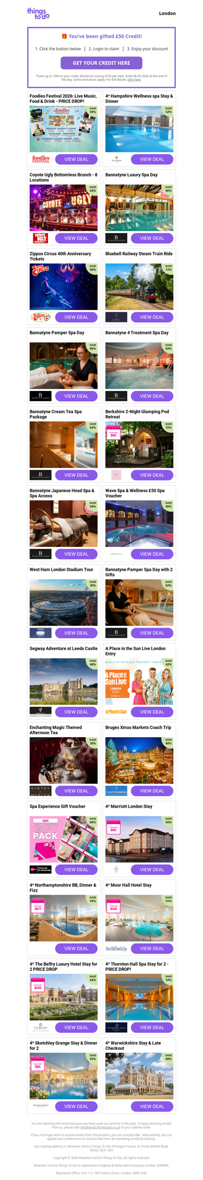 £50 ThingsToDo Credit Is Waiting - Click Now & Spend It Before Midnight!