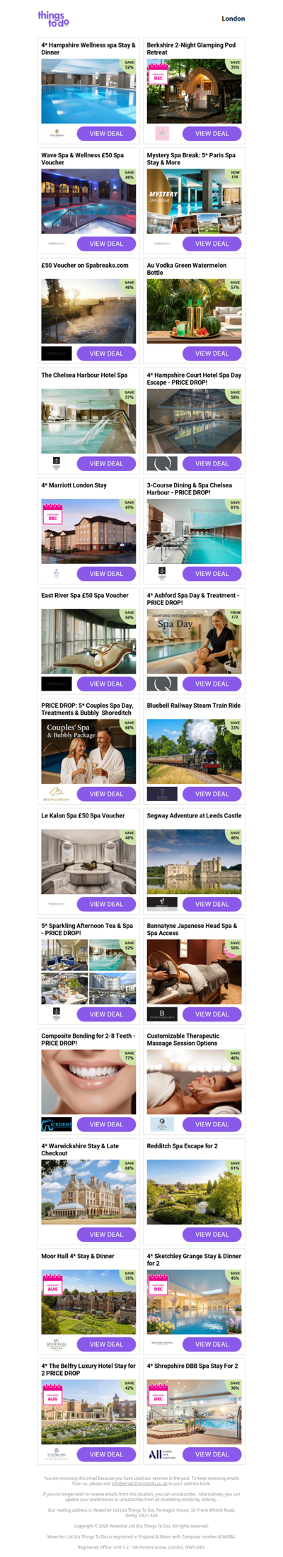 4* Hampshire Wellness spa Stay & Dinner | Berkshire 2-Night Glamping Pod Retreat | Wave Spa & Wellness £50 Spa Voucher | Mystery Spa Break: 5* Paris Spa Stay & More | £50 Voucher on Spabreaks.com
