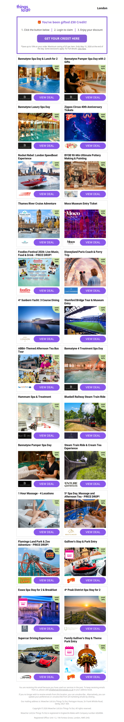 Your £50 ThingsToDo Credit Is Waiting – Click Inside & Spend It Before Midnight!
