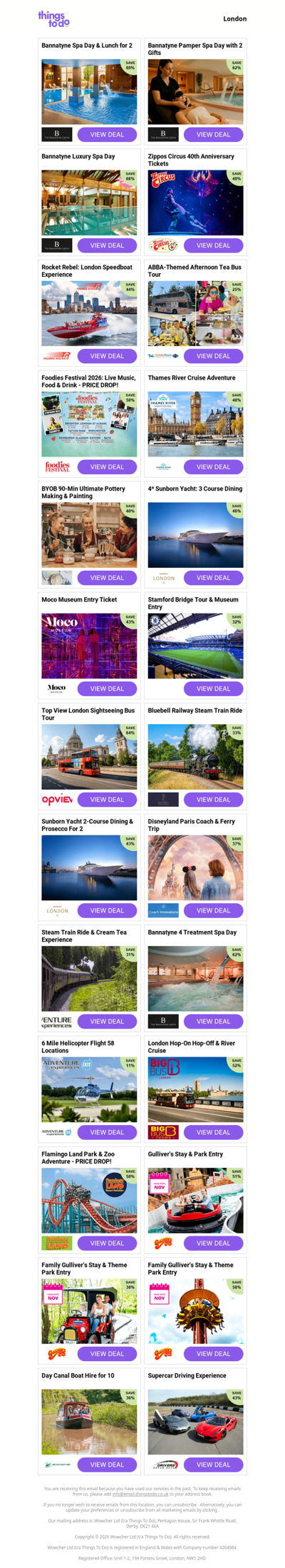 Bannatyne Spa Day & Lunch for 2 | Bannatyne Pamper Spa Day with 2 Gifts | Bannatyne Luxury Spa Day | Zippos Circus 40th Anniversary Tickets | Rocket Rebel: London Speedboat Experience