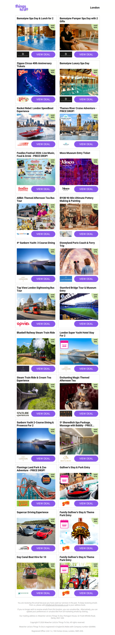 Bannatyne Spa Day & Lunch for 2 | Bannatyne Pamper Spa Day with 2 Gifts | Zippos Circus 40th Anniversary Tickets | Bannatyne Luxury Spa Day | Rocket Rebel: London Speedboat Experience