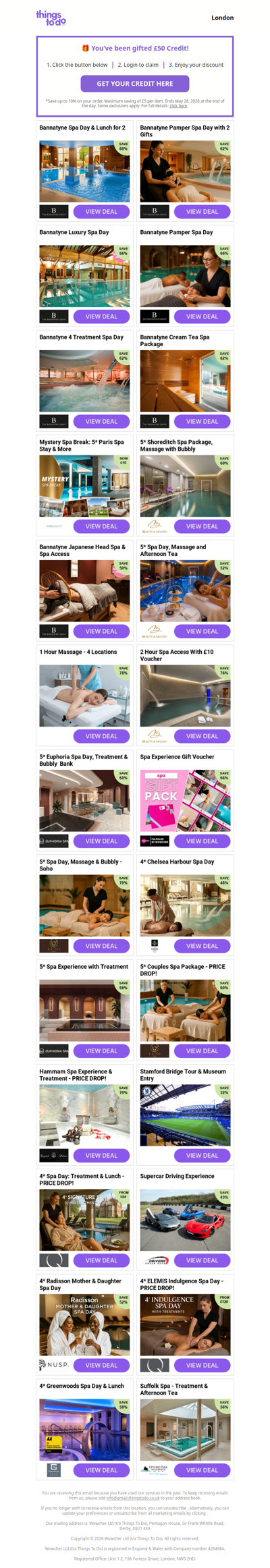 £50 ThingsToDo Credit Is Waiting – Click Now & Spend It Before Midnight!