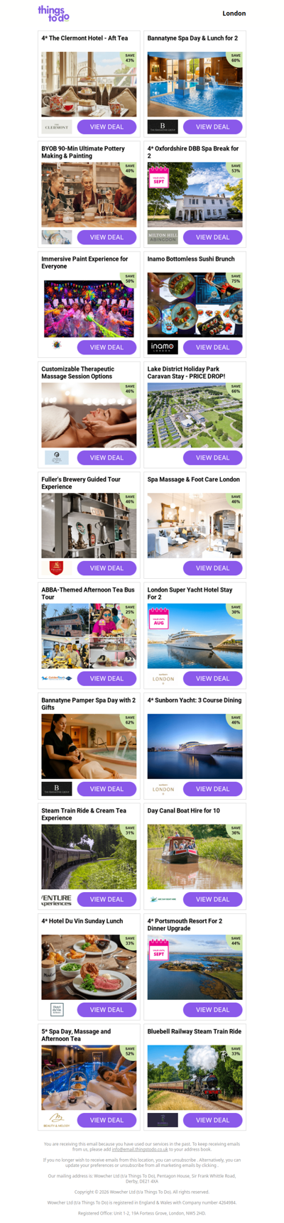 4* The Clermont Hotel - Aft Tea | Bannatyne Spa Day & Lunch for 2 | BYOB 90-Min Ultimate Pottery Making & Painting | 4* Oxfordshire DBB Spa Break for 2 | Immersive Paint Experience for Everyone