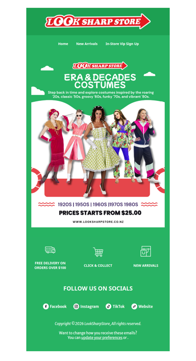 Step back in time with our Era & Decades costumes