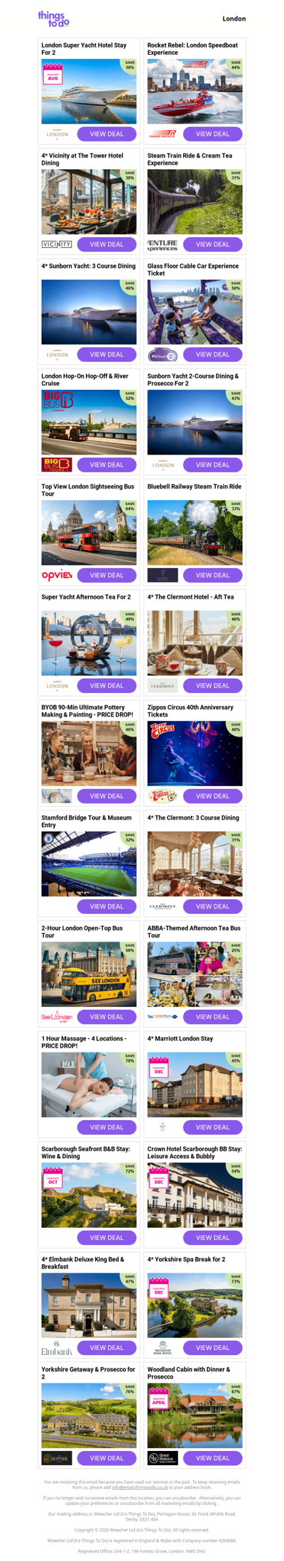 London Super Yacht Hotel Stay For 2 | Rocket Rebel: London Speedboat Experience | 4* Vicinity at The Tower Hotel Dining | Steam Train Ride & Cream Tea Experience | 4* Sunborn Yacht: 3 Course Dining