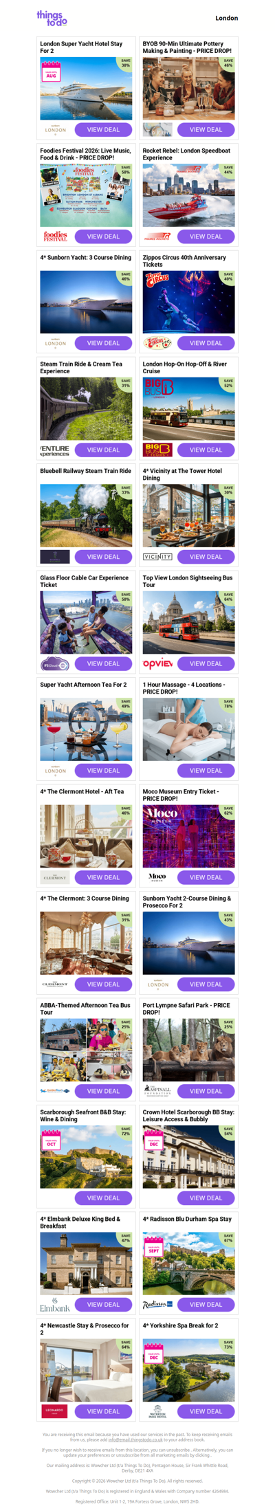 London Super Yacht Hotel Stay For 2 | BYOB 90-Min Ultimate Pottery Making & Painting - PRICE DROP! | Foodies Festival 2026: Live Music, Food & Drink - PRICE DROP! | Rocket Rebel: London Speedboat Experience | 4* Sunborn Yacht: 3 Course Dining