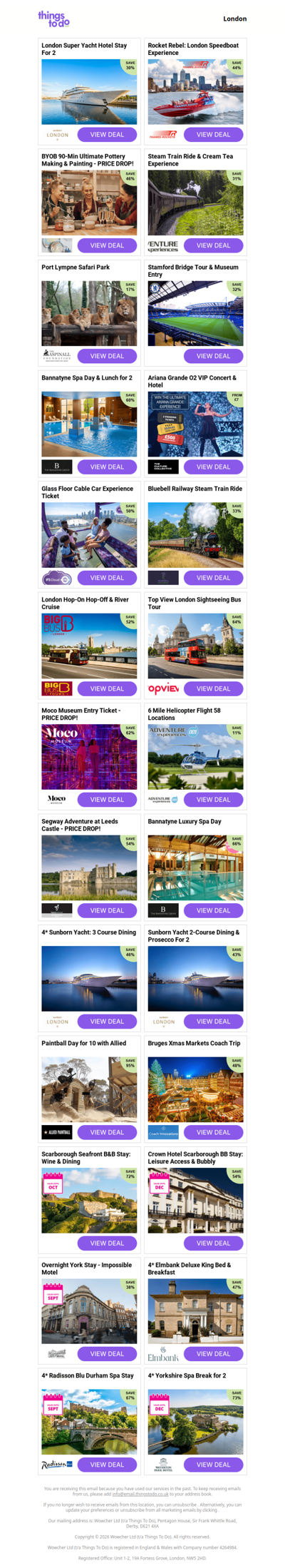 London Super Yacht Hotel Stay For 2 | Rocket Rebel: London Speedboat Experience | BYOB 90-Min Ultimate Pottery Making & Painting - PRICE DROP! | Steam Train Ride & Cream Tea Experience | Port Lympne Safari Park