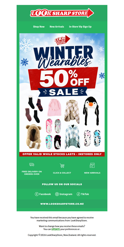 In-Store 50% OFF Sale on Winter Wearables