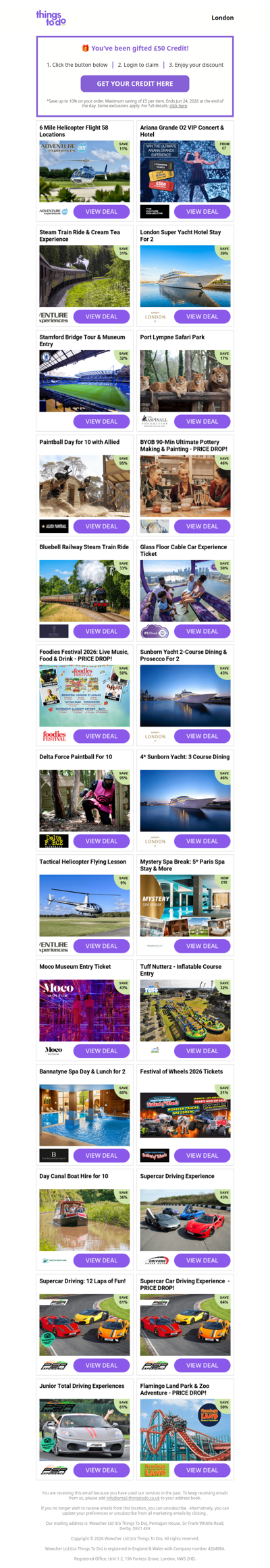 Your £50 ThingsToDo Credit Is Waiting - Spend It Before Midnight!