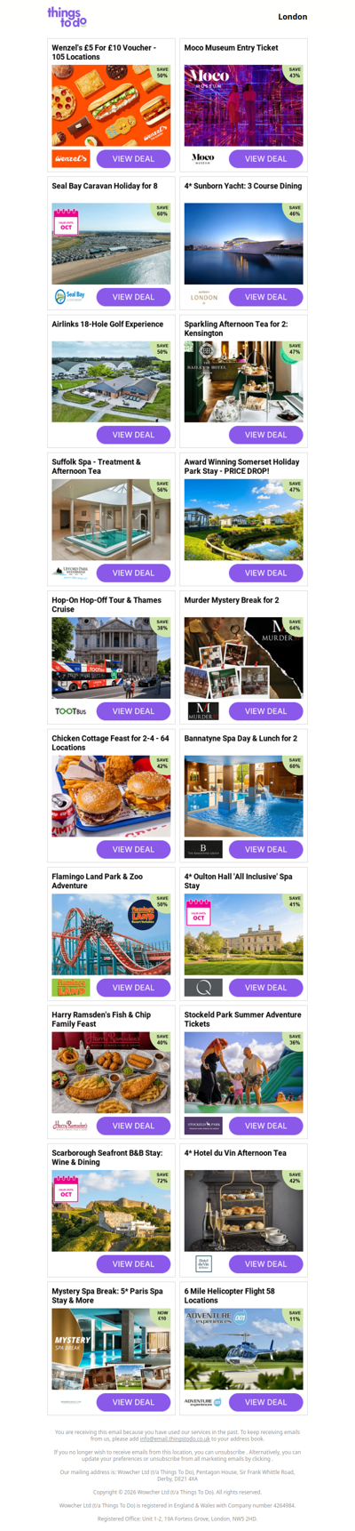 Wenzel's £5 For £10 Voucher - 105 Locations | Moco Museum Entry Ticket | Seal Bay Caravan Holiday for 8  | 4* Sunborn Yacht: 3 Course Dining | Airlinks 18-Hole Golf Experience