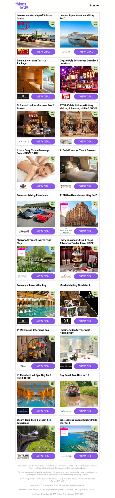 London Hop-On Hop-Off & River Cruise |  London Super Yacht Hotel Stay For 2 | Bannatyne Cream Tea Spa Package | Coyote Ugly Bottomless Brunch - 8 Locations | 5* Andaz London Afternoon Tea & Prosecco
