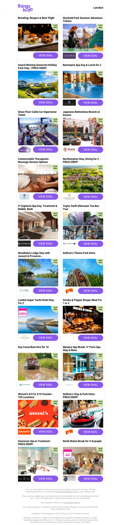 BrewDog: Burgers & Beer Flight | Stockeld Park Summer Adventure Tickets | Award Winning Somerset Holiday Park Stay - PRICE DROP! | Bannatyne Spa Day & Lunch for 2 | Glass Floor Cable Car Experience Ticket