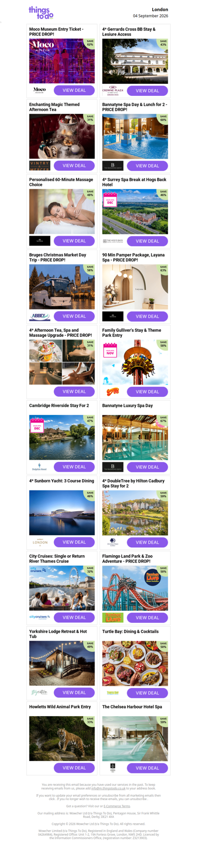 Moco Museum Entry Ticket | 4* Gerrards Cross BB Stay & Lesiure Access | Enchanting Magic Themed Afternoon Tea | Bannatyne Spa Day & Lunch for 2 - PRICE DROP! | Personalised 60-Minute Massage Choice