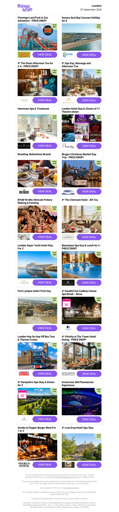 Flamingo Land Park & Zoo Adventure - PRICE DROP! | Sussex Seal Bay Caravan Holiday for 8  | 4* The Dixon Afternoon Tea for 2-4 - PRICE DROP! | 5* Spa Day, Massage and Afternoon Tea | Hammam Spa & Treatment - PRICE DROP!
