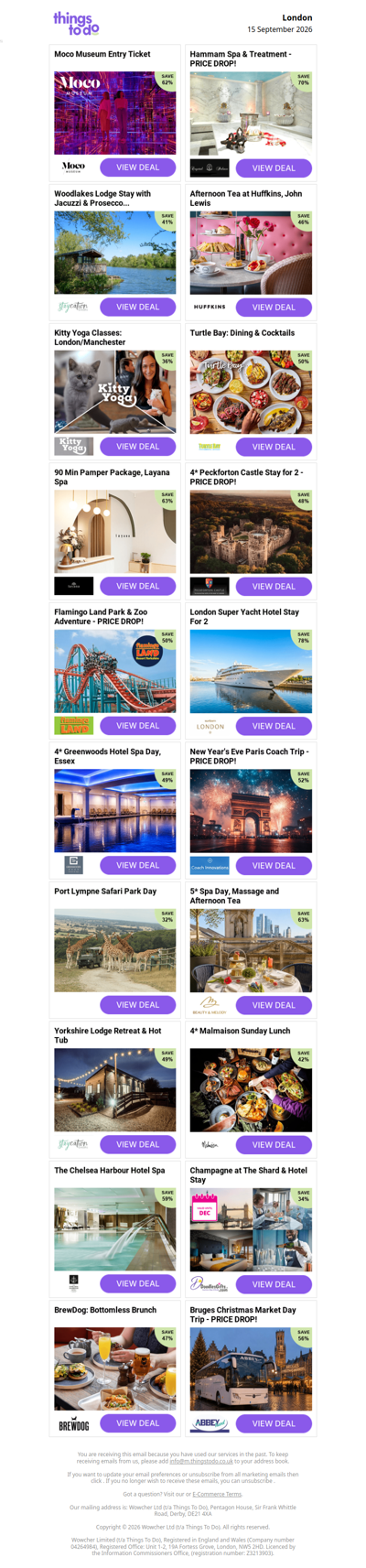 Moco Museum Entry Ticket | Hammam Spa & Treatment - PRICE DROP! | Woodlakes Lodge Stay with Jacuzzi & Prosecco  | Afternoon Tea at Huffkins, John Lewis | Kitty Yoga Classes: London/Manchester - PRICE DROP!