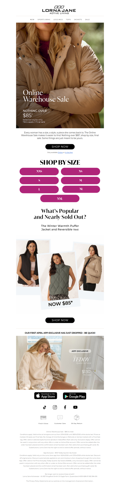 Selected Styles, Selected Sizes. Be Quick.