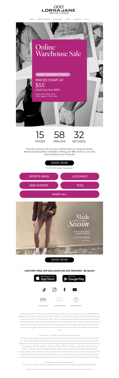 Ends Midnight: Online Warehouse Sale