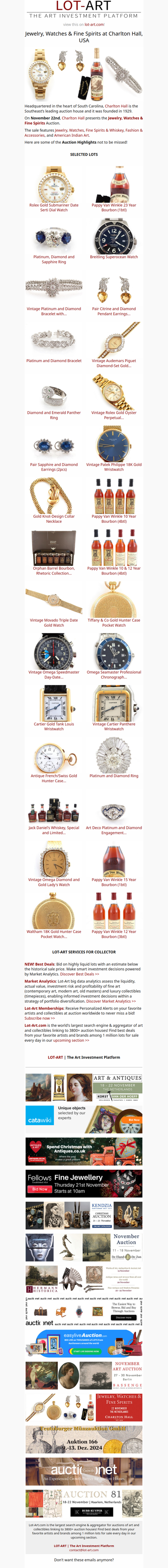 Jewelry, Watches & Fine Spirits at Charlton Hall, USA