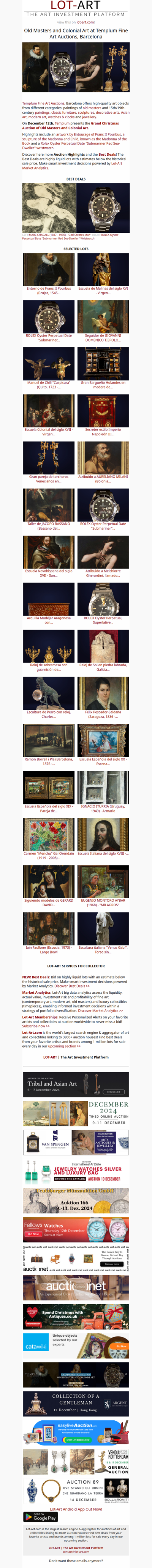 Old Masters and Colonial Art at Templum Fine Art Auctions, Barcelona