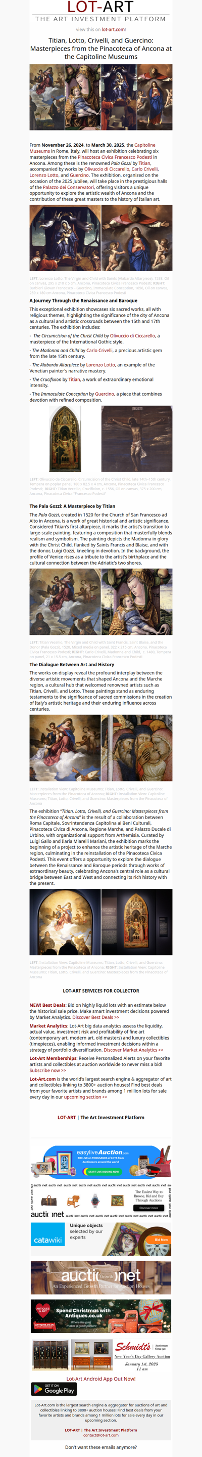 Titian, Lotto, Crivelli, and Guercino: Masterpieces from the Pinacoteca of Ancona at the Capitoline Museums