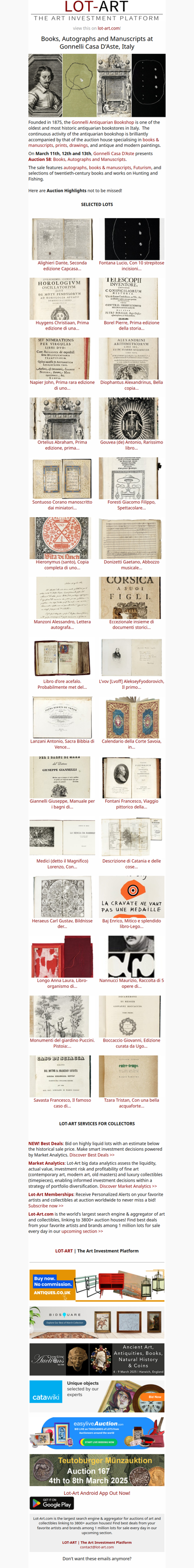 Books, Autographs and Manuscripts at Gonnelli Casa D'Aste, Italy