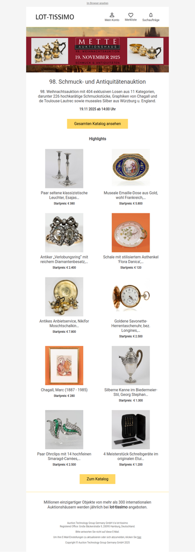 98. Weihnachtsauktion: Schmuck & Antiquitäten