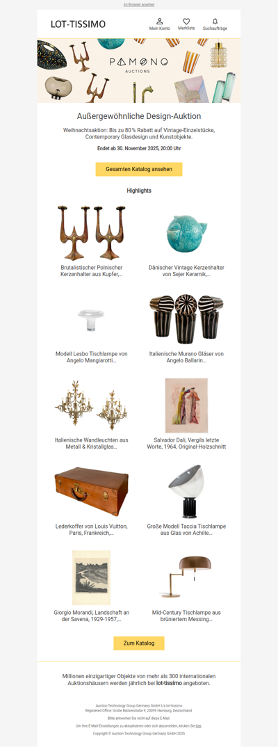 Weihnachtsauktion – bis zu 80 % Rabatt