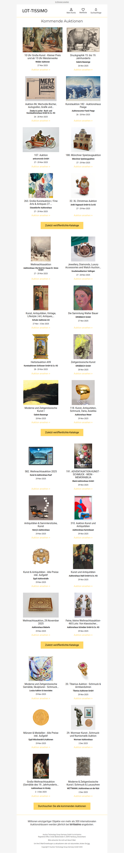 Auktionskataloge, Neuigkeiten