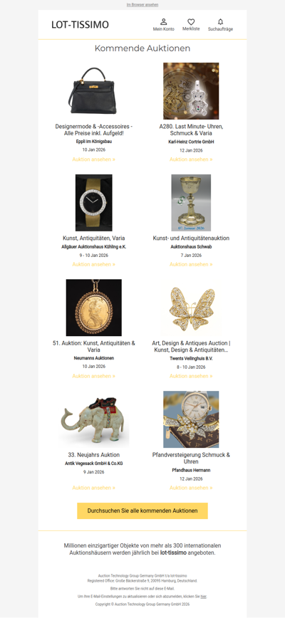 Auktionskataloge, Neuigkeiten