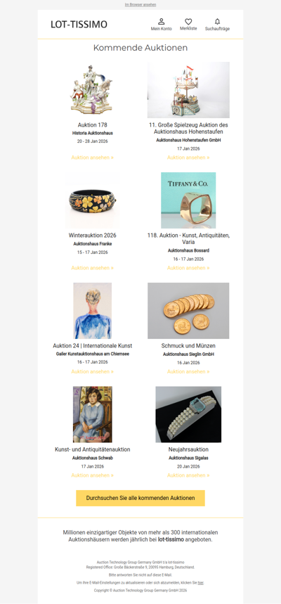 Auktionskataloge, Neuigkeiten
