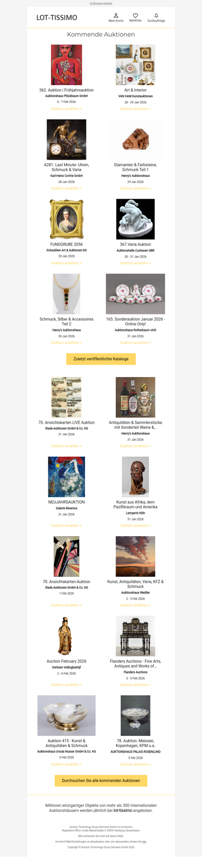Auktionskataloge, Neuigkeiten